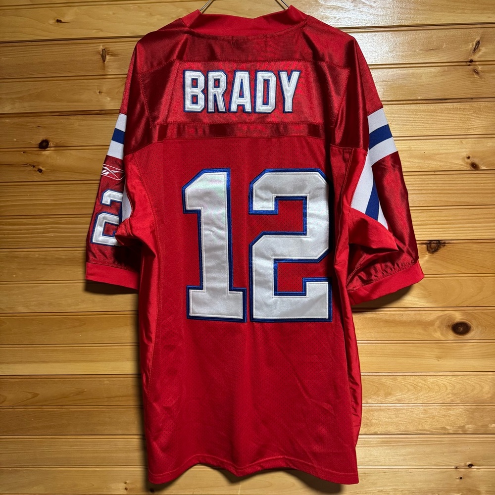 Reebok Red NFL New England Patriots Tom Brady #12 Jersey NWT Size 52